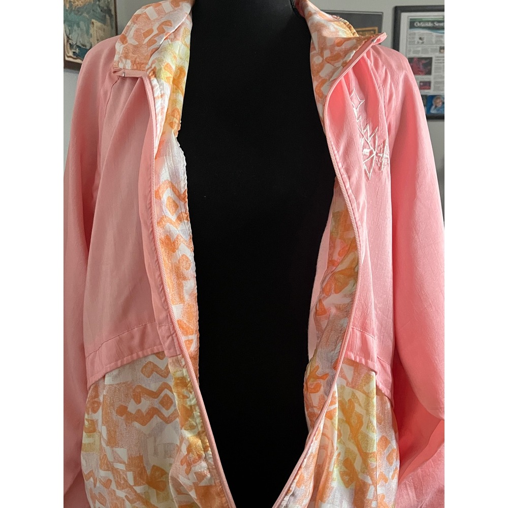 Vtg 90s Indications Pink Abstract Track Jacket Sz M Nylon Athleisure Windbreaker - Picture 6 of 11